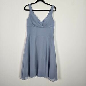 Azazie Diana Bridesmaid Dress Women A10 Dusty Blue Chiffon Wedding Romantic